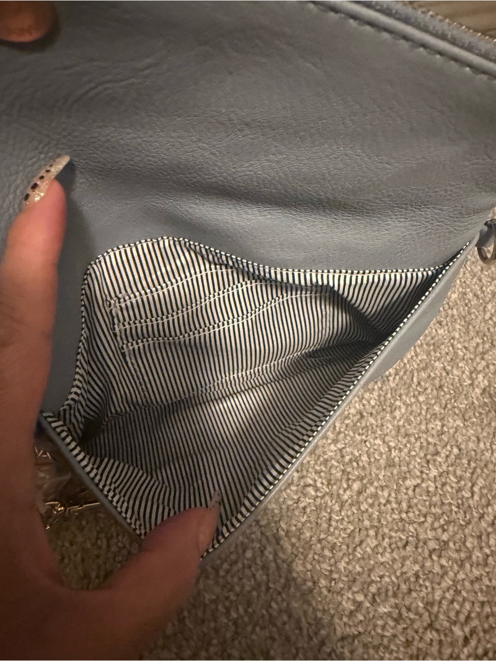 Envelope Zip-Trim Clutch in Light Gray - Picture 4 of 5